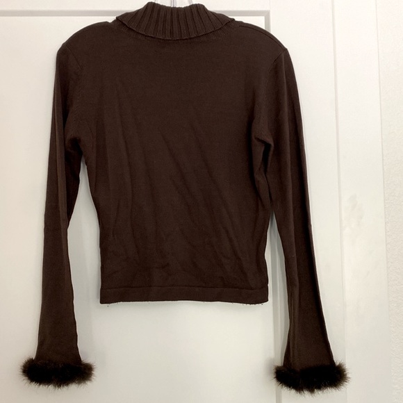 Brown Sweater with Fur Cuffs | Size Small - Picture 2 of 5